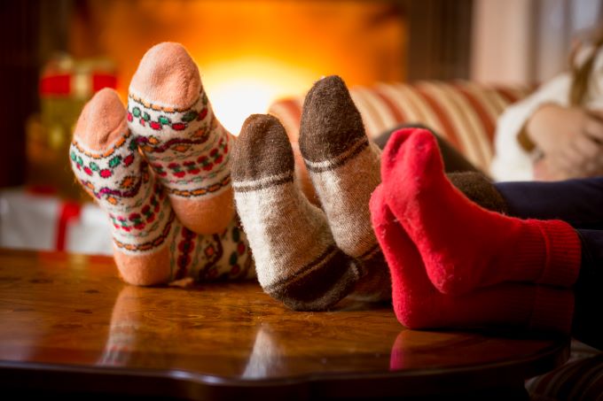 family warm inside heated home